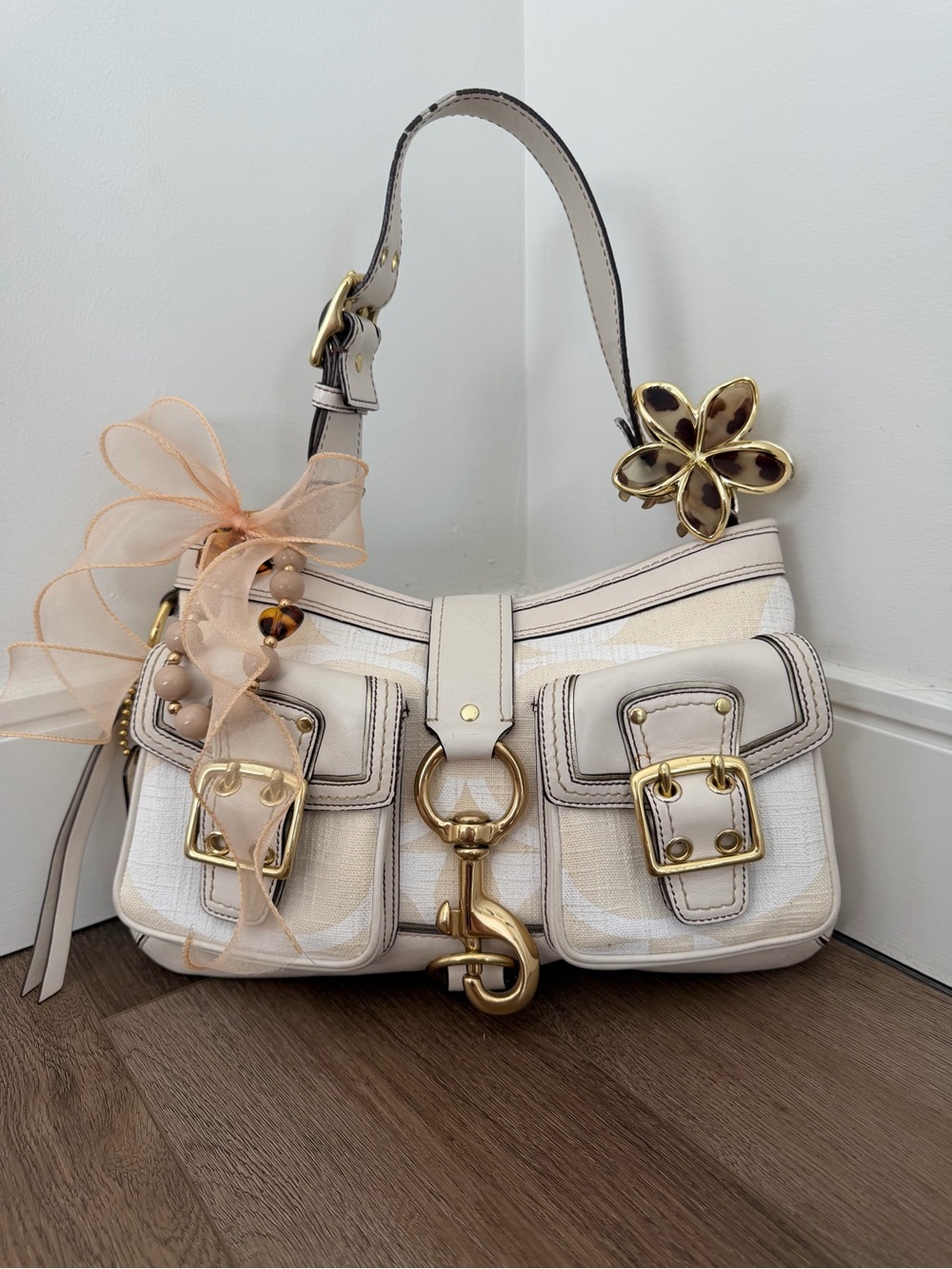 2006 Coach Legacy Mandy Linen Canvas Shoulder Bag